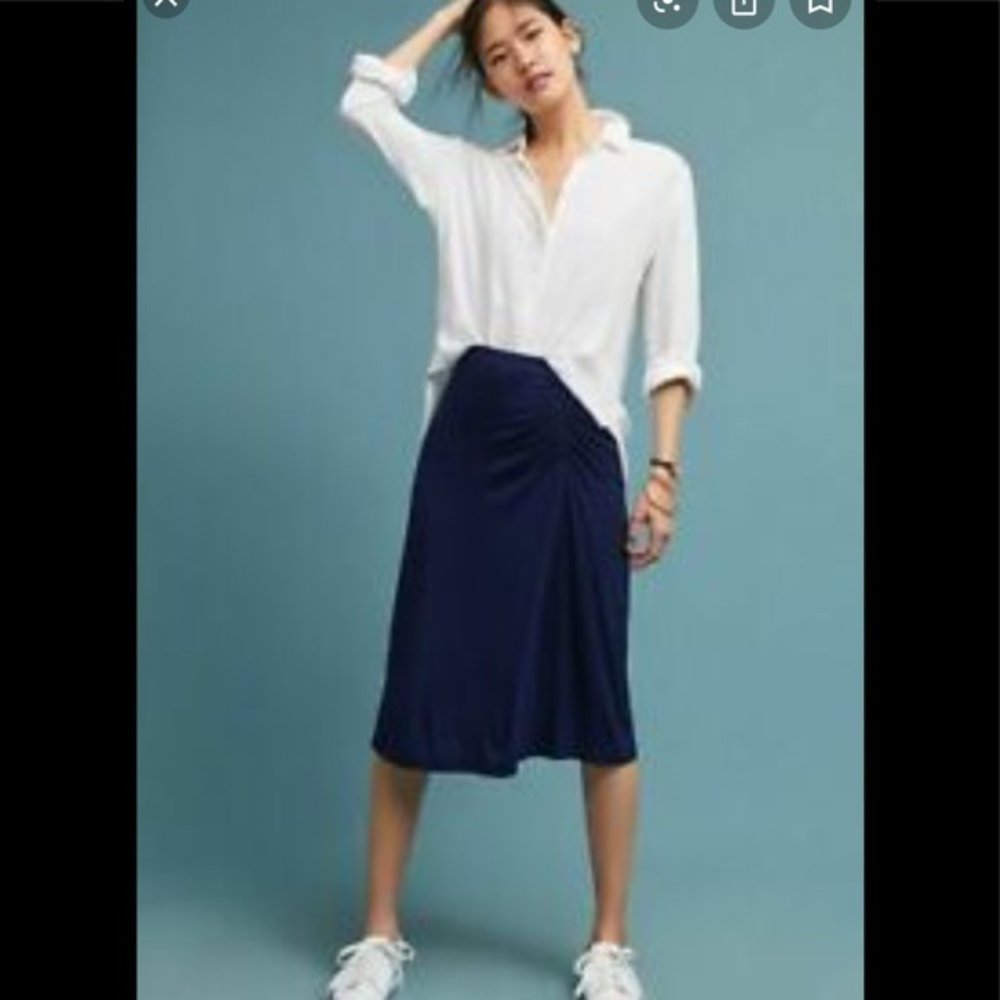 Maeve by Anthropologie Clarinda blue midi skirt